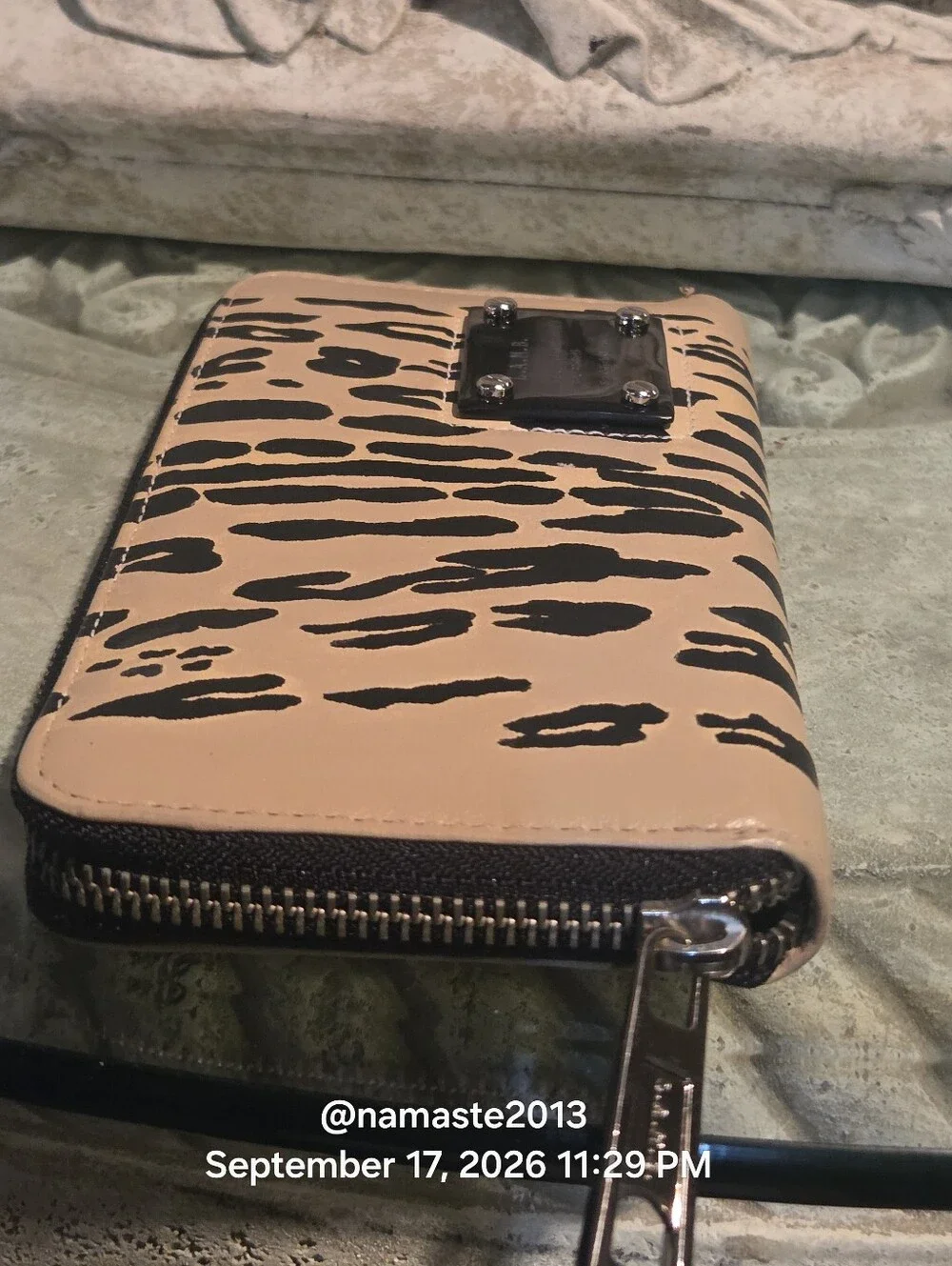 L.A.M.B. Gwen Stefani Ocelot Zip Wallet Leopard Print Designer Lesther #811